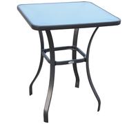 Outsunny Table carrée Bistro de Jardin dim. 68L x 68l x 84H cm métal époxy Gris Plateau Verre trempé granité