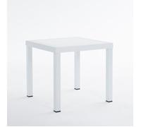 Table carré Raul pour extérieur avec pieds en aluminium et plateau en polypropylène, 82 cm (Blanc)