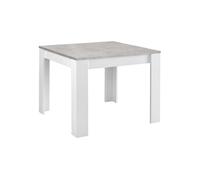 Table Carrée 100cm Laquée Blanc Brillant et Gris Marbré - DENAE -