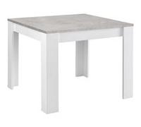 DENAE - Table Carrée 100cm Laquée Blanc Brillant et Gris Marbré