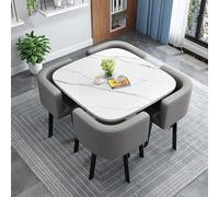 Table Carrée Ad 4 Chaises Set, Table Basse Ad Chair Combiatio Balcoy Livig Room Diig Table, Table en Marbre Ad Chairs Table, Louge Diig Kitche, Style 7, 80 * 80 * 75cm
