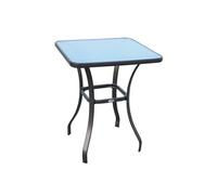 Outsunny Table bistrot carrée de jardin métal époxy plateau en verre trempé 68,5×68,5×84 cm gris