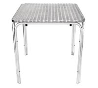 Bolero Table carrée empilable U505 700 mm – cadre aluminium, plateau inox – intérieur et extérieur