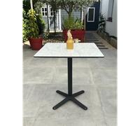 Table carrée de jardin en acier et plateau hpl - noir