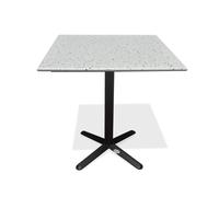 Table carrée de jardin en acier et plateau terrazzo