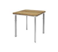 Bolero Table carrée empilable en frêne et aluminium 700 mm, taille : 720 (H) x 700 (L) x 700 (P) mm, bois pré-huilé, auto-assemblage facile, GL982