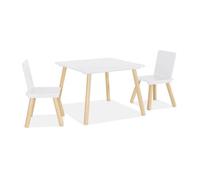 sweeek - Table carrée Enfant avec 2 chaises. Pieds en pin. Blanc