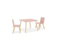 sweeek - Table carrée Enfant avec 2 chaises. Pieds en pin. Rose