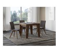 Table carrée extensible 4 à 10 personnes L 90 à 246 cm bois marron Naxo 2 pieds