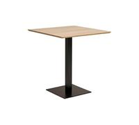 Table Carrée Plateau Mélaminé Effet Bois Pied Central Métal Noir - BISTRO -