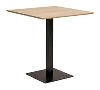 AltoBuy Bistro - Table Carrée Plateau Mélaminé Effet Bois Pied Central Métal Noir