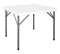 Bolero Table Pliante Carrée HDPE 3 pieds, Blanche, Dimensions: 740(H)x860(L)x860(P)mm, Cadre en Acier, Table Résistante aux Intempéries pour Utilisation Intérieure & Extérieure, Y807