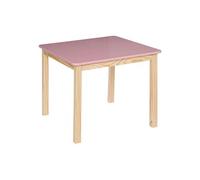 Table carrée pour chambre d'enfant en MDF/pin coloris rose/naturel - Longueur 60 x Profondeur 60 x Hauteur 48 cm --