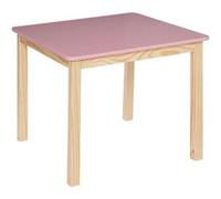 Table carrée pour chambre d'enfant en MDF/pin coloris rose/naturel - Longueur 60 x Profondeur 60 x Hauteur 48 cm --