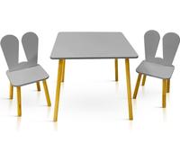 Table carrée pour enfants et 2 chaises de couleur grise