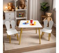 Table carrée pour enfants et 2 chaises en blanc