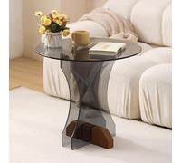 Table Centrale for Salon, Petite Table Ronde en Verre, Offrant Une Construction Robuste Adaptée Aux Salons et Aux Bureaux(Gray,45cm)