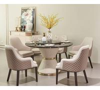 Table Chaise Set Salle à manger Ensemble de table Table ronde 7pcs. sets