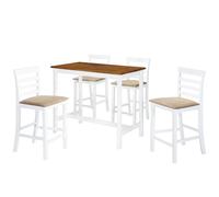 vidaXL Table Chaises Bar 5 pcs Bois Massif Marron Blanc Bistrot Salle à Manger 275234
