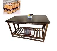 Table Chauffante d'hiver Ensemble Table Chauffante Rectangulaire Pliable en Bambous avec Couette, Élément Chauffant, Revêtement en Cuir, Couche de Séchage du Linge et Patins Silencieux(B)