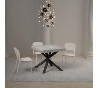 Table Clerk 90x90 extensible jusqu'à 194 Dessus Ciment / Cadre Anthracite - Table Clerk - Carré - Blanc