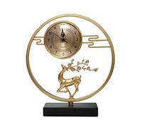 Table Clock Modern Light Luxury Desk Clock Home Fashion Clock Ornaments Living Room Desk Clock Display Creative Clock Pure Copper Deer Shelf Clock