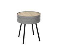 Table Coffre Grise Plateau Aspect Bois - LILY -
