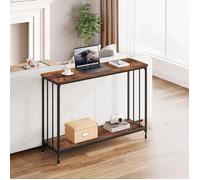 TABLE CONSOL,MEUBLE D'ENTREE,105 x 30 x 81 cm ,CONSOLE MEUBLE avec étagères-MARRON