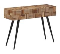 Table console 110 x 34 x 80 cm en teck recyclé massif, matériau durable, cadre en fer robuste, dessus en bois robuste, nombreuses applications, noir et gris, assemblage requis, documents juridiques