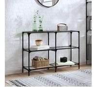 vidaXL Table console – Table de canapé / d'entrée, dessus en verre transparent 118,5×30×81 cm