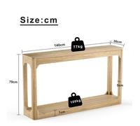 Table console 140 cm 2 niveaux avec rangements ouverts MDF coloris naturel pour entree et derriere canape ORVRYN