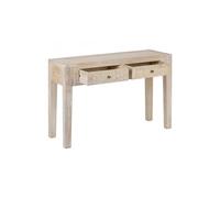 Table console 2 tiroirs avec une finition effet blanchi et des motifs sculptés - Longueur 120 x Profondeur 40 x Hauteur 80 cm - -