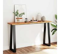 Table Console à Live Edge, Bout de Canapé, Table d'appoint, Cadre en Métal, pour Couloir, Entrée, Salon, 140x40x80 cm Bois d'acacia Solide