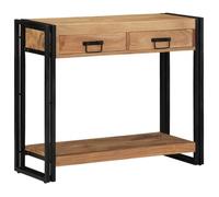Table Console - Acacia Massif - 90x33x75 cm - Métal Noir - Style Contemporain