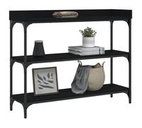 Table console - AKOZON - 100x30x80 cm - Bois d'ingénierie - Couleur noir - Pieds réglables
