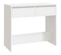 Table console - AKOZON - 89x41x76,5 cm - Blanc - Bois - 2 tiroirs