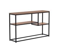 Table Console avec 2 Étagères en Métal et MDF Noir et Bois Foncé Belmont