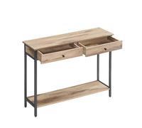Table Console Avec 2 Tiroirs Cadre En Acier Marron Camel Noir Encre Marron
