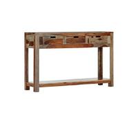 Vidaxl Table Console Avec 3 Tiroirs 120x30x75 Cm Bois Massif De Sesham Marron