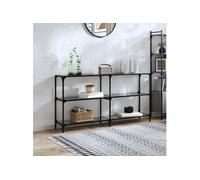 Vidaxl Table Console Avec Dessus En Verre Noir 158,5x30x81 Cm Acier Multicolore