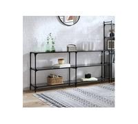vidaXL Table console - dessus en verre noir 194,5×30×81 cm acier