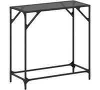 Vidaxl Table Console Avec Dessus En Verre Noir 80x35x81 Cm Acier Noir