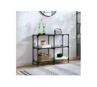 Vidaxl Table Console Avec Dessus En Verre Noir 98x30x81 Cm Acier Noir