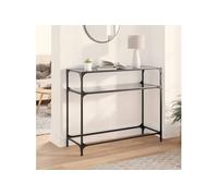 Table console avec dessus en verre noir 98x35x81 cm acier Noir G