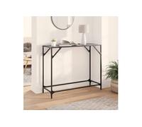 Table console avec dessus en verre noir 98x35x81 cm acier Noir G