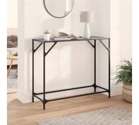 Table console avec dessus en verre noir 98x35x81 cm acier Noir G