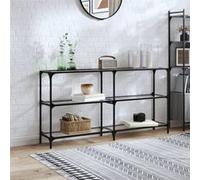 Table console avec dessus en verre transparent 158,5x30x81 cm Transparent G