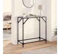 vidaXL Table console avec dessus en verre transparent 80x35x81cm acier