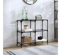 Table console avec dessus en verre transparent 98x30x81cm acier Transparent G