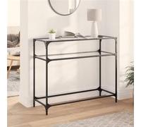 vidaXL Table console avec dessus en verre transparent 98x35x81cm acier